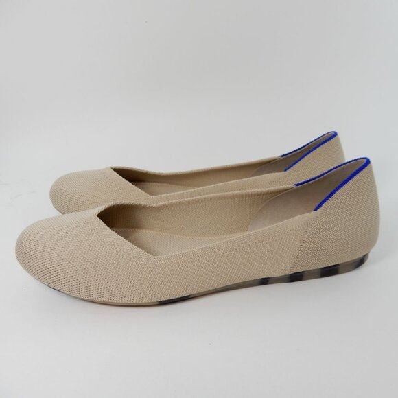 Rothy's The Flat Round Toe Knit Ballet Flats Shoes Size 9.5 Ecru Beige NEW - Picture 4 of 13